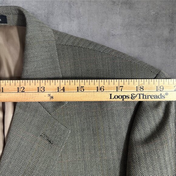 Ralph Lauren Men’s 42R Tan Wool Blazer Sport Coat 2 Button Jacket Herringbone - Picture 5 of 10
